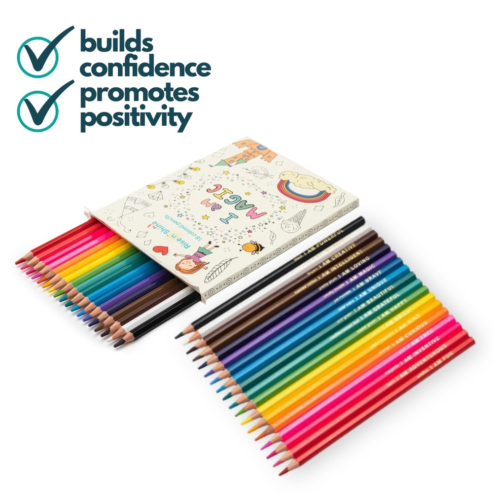 High Quality 18 Colored Pencils Set Kids Confidence Positivity Affirmations